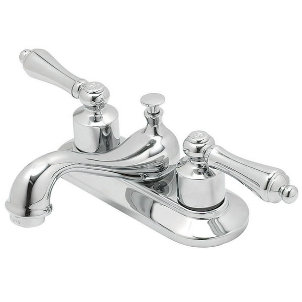 OakBrook Essentials Two Handle Lavatory PopUp Faucet, Polished Chrome