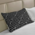 thumbnail image 2 of Music Knitted Quilt Pillowcover, Musical Notes and Clef Sheet Pattern in Abstract Style Print, Standard King Size Pillow Cover for Bedroom, 30" x 20", Black and White, by Ambesonne, 2 of 2