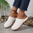 thumbnail image 3 of Wedge Sandals for Women Closed Toe Breathable Hollow out Slip on Mules Comfy Arch Support Platform Slippers Orthopedic Shoes White Size 6.5, 3 of 6