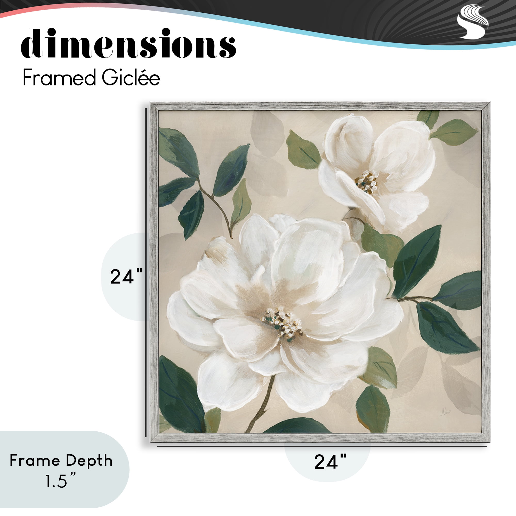 Stupell Industries Serene White Magnolia Study Gray Framed Giclee Art, design by Nan