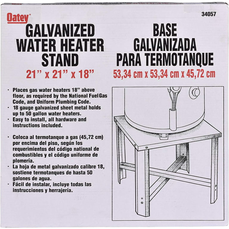 Oatey 34057 Galvanized Water Heater Stand, 21-Inch Square by 18-Inch High