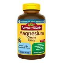 Nature Made Magnesium Citrate 250 mg/serving, for Muscle, Bone and Heart Support, 120 Softgels, 60 Day Supply