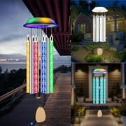 Qoosea Solar Wind Chimes, 6 LED Tubes Color Changing Solar Wind Chimes for Outside, Waterproof Multi-Color Solar Powered Wind Chime Outdoor for Christmas Garden Decoration