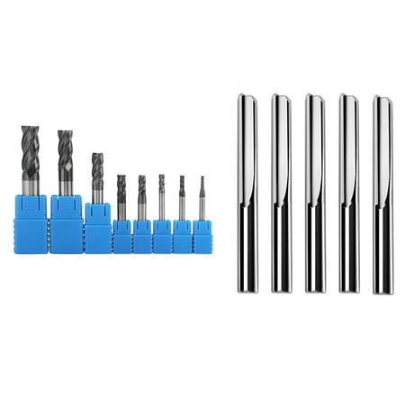 

5Pcs/Lot 6X32mm Two Straight Router Bits & 8Pcs 2-12mm Carbide End 4 End Set Milling Cutter