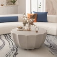 thumbnail image 2 of Newboti Furniture 35.43" Modern Outdoor and Indoor Waterproof Coffee Table, Durable MgO Cement Design, Suitable for Terraces, Gardens, Backyards and Living Rooms ( White) BN.8944, 2 of 12