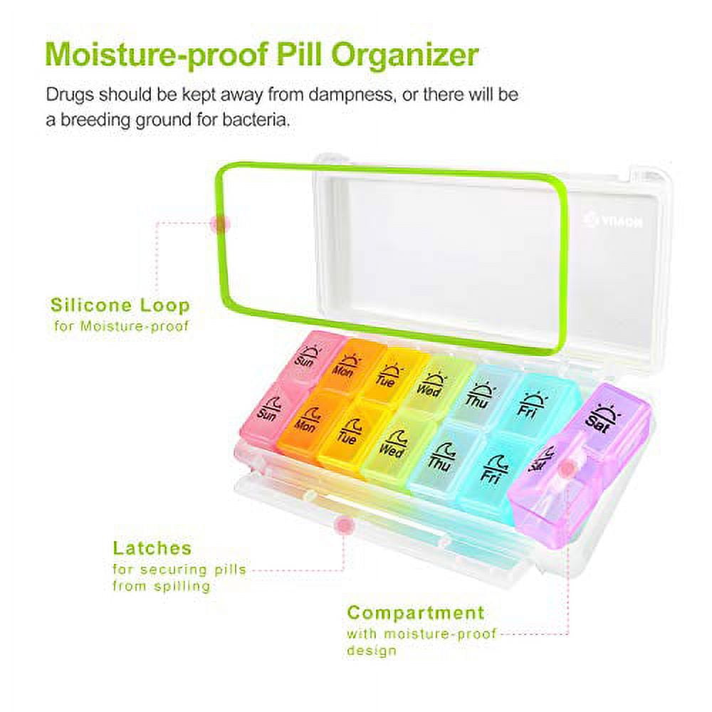 DA BOOM Moisture Proof Pill Organizer Airtight Pill Box Large Pill