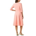 thumbnail image 3 of INSPIRE CHIC Vintage 3/4 Sleeve Dress for Women's Elegant Boat Neck Wear to Work Dress Trendy XL Pink, 3 of 6