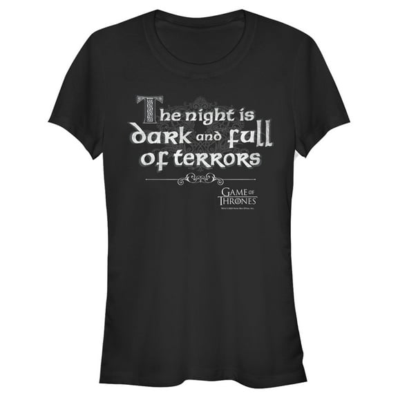 Junior's Game of Thrones Night is Dark and Full of Terrors Graphic Tee Black X Large