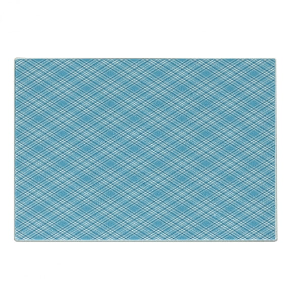 Plaid Cutting Board, Diagonal Order Squared Check Classic British Style, Decorative Tempered Glass Cutting and Serving Board, in 3 Sizes, by Ambesonne
