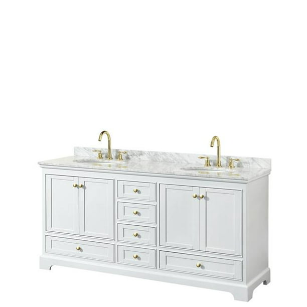 Wyndham Collection Wcs202072dwgcmunom 35 X 72 22 In Deborah Double Bathroom Vanity With White Carrara Marble Countertop Undermount Oval Sink Brushed Gold Trims Com - Deborah Over Toilet Wall Cabinet By Wyndham Collection White