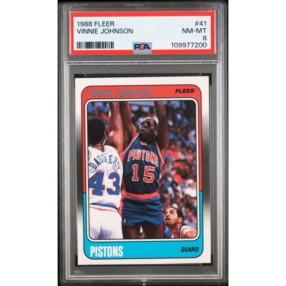 Graded 1988 Fleer Vinnie Johnson #41 Basketball Card PSA 8 NM-MT