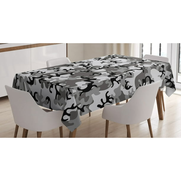 Camo Tablecloth Battledress Concept Concealment Artifice Hiding Force Uniform Pattern Fashion Rectangular Table Cover For Dining Room Kitchen 52 X 70 Inches Black Grey Silver By Ambesonne Walmart Com Walmart Com