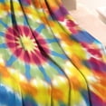 thumbnail image 3 of Colorful Rainbow Tie Dye Spiral Pattern Blanket,Comfortable Soft Flannel Throw Blanket,All Season,Warm Lightweight Blankets for Sofa Bed Couch Living Room Chair,30"x40", 3 of 4