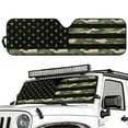 thumbnail image 2 of Uorisanigo Windshield Sun Shade for 1997-2018 Jeep Wrangler TJ JK JKU, Green Camouflage American Flag Sunshades Heat Shield Sun Heat and UV Rays Blocker with Storage Bag, 2 of 7