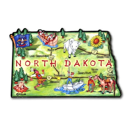 North Dakota The Peace Garden State Artwood Jumbo Fridge Magnet