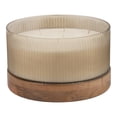 thumbnail image 6 of Decorative Ribbed Glass Scented Candle with Wood Base for Men and Women - Stylish Large Votive Candle for Outdoor and Indoor Area - Elegant Living Room, Bedroom, or Bathroom Decor - 7", Ivory & Brown, 6 of 13