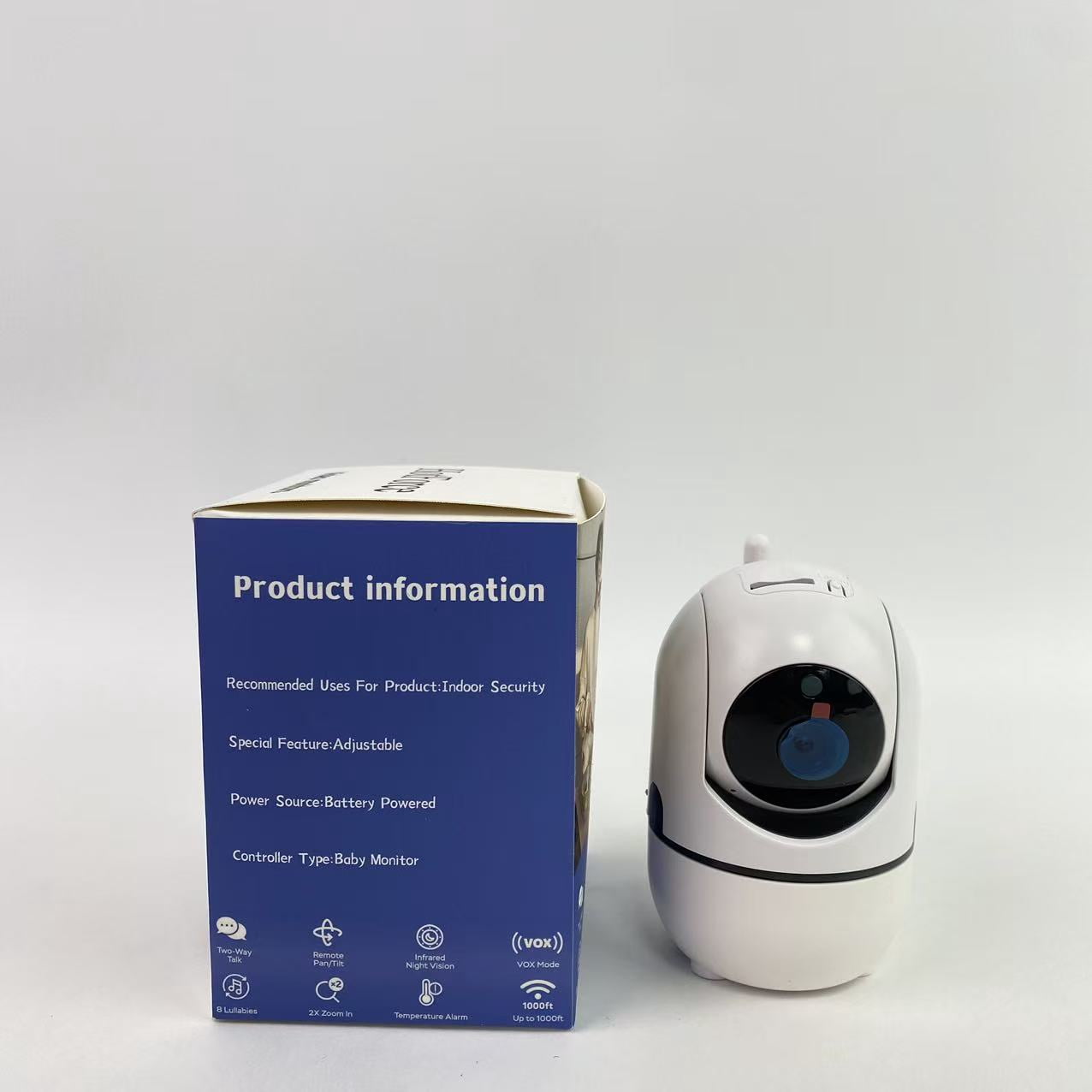 HotForce Video monitors - No WiFi, Remote Pan-Tilt-Zoom, Night Vision, Temperature Sensor, 2-Way Talk, 8 Lullabies, 30-Hour Battery Life，960ft Long Range