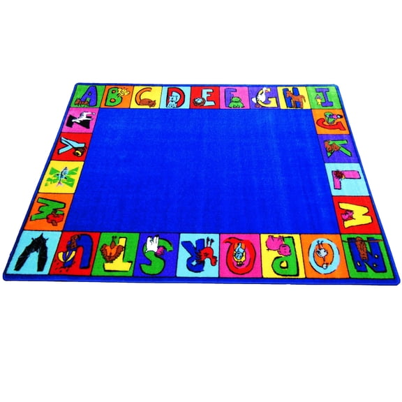 Kids World Carpets My ABC Squares Multicolored Nylon Tufted Children's Educational and Play Area Rug (6'6 x 8'4) - EXACT SIZE