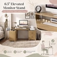 thumbnail image 4 of 67" Modern L Shaped Desk with Storage Cabinet & Drawers, Wood Home Office Desk with Power Outlets, Fluted Computer Writing Desk, Oak, 4 of 9