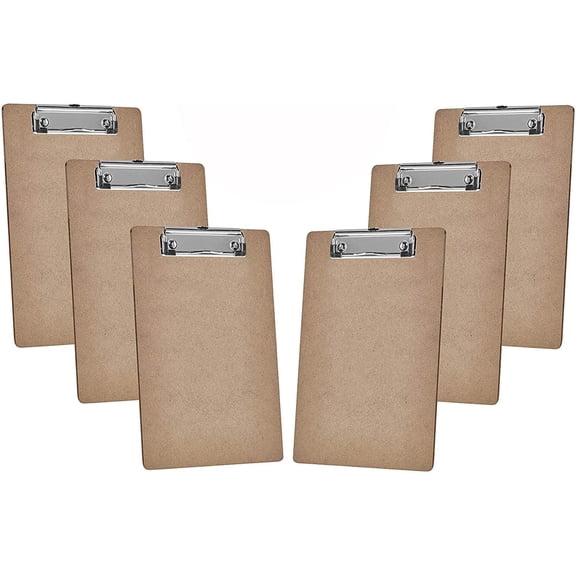 Acrimet Clipboard Letter Size A4 (13” x 9 1/16”) Low Profile Clip (Hardboard) (6 Pack)