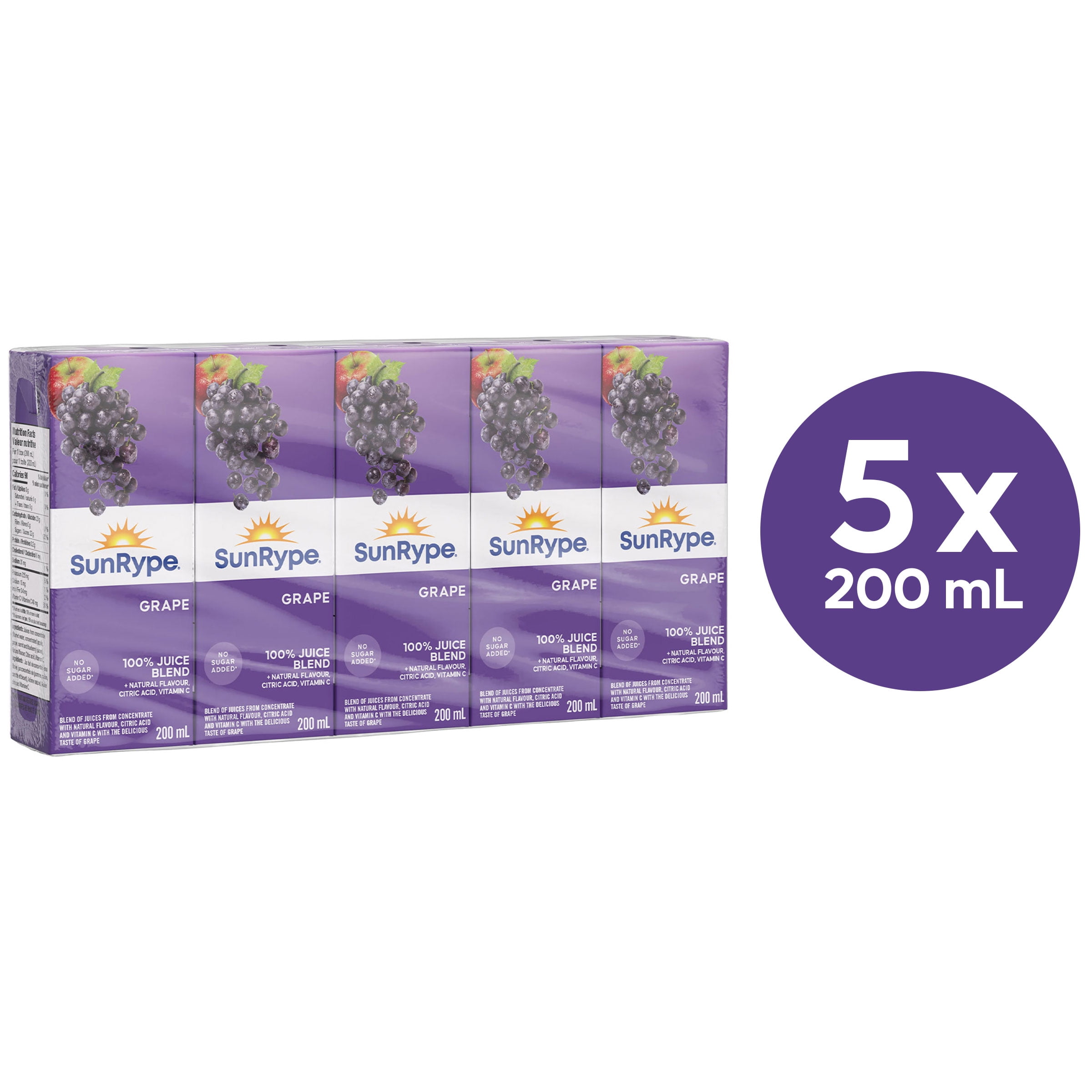 SunRype Grape Juice Boxes 5X00ML