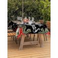 thumbnail image 2 of Outdoor Tablecloth with Umbrella Hole and Zipper, Merry Christmas Rectangle Table Cloth 60x120 Inch Waterproof Tablecloth, Black Xmas Tree Snowflake Poinsettia Picnic Table Cover for Patio Camping, 2 of 7