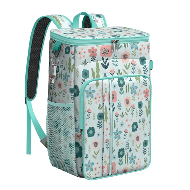 Sac à Dos Isolé Wildflower Bloom, Sac à Lunch Étanche, Design Floral Rustique pour Printemps et Été en Extérieur