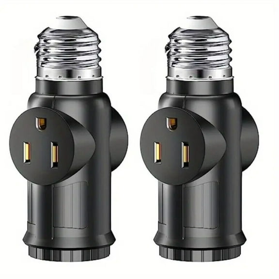 Cocobaby 2Pcs Light Socket Adapter E26/E27 Heat-Resistant 2/3 Prong Light Socket Outlet