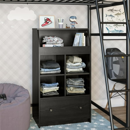 

Ameriwood Home Uptown Flats 1 Drawer Storage Tower Black Oak