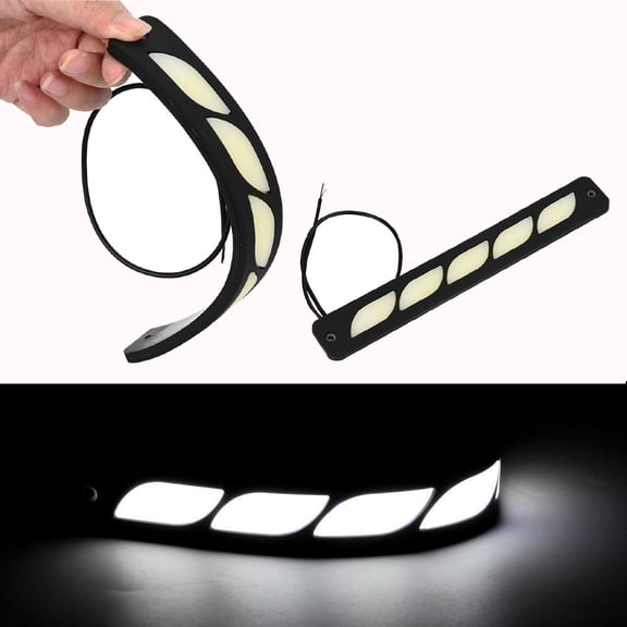 2Pcs 12V White LED Daytime Running Lights, High Brightness Waterproof Slim DRL Bulbs, Low Power Consumption Long Lifespan Light for Car SUV Truck Fog Driving Lamp