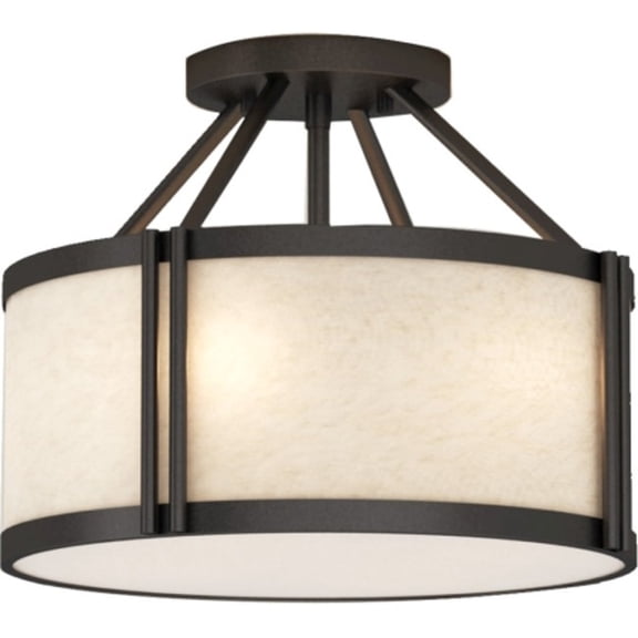 Volume Lighting V4203 3 Light 15" Wide Semi-Flush Drum Ceiling Fixture - Bronze