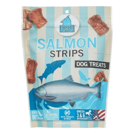 UPC: 0859554001182 | Plato Original Real Strips Salmon Recipe Dog Treat 6 Oz.