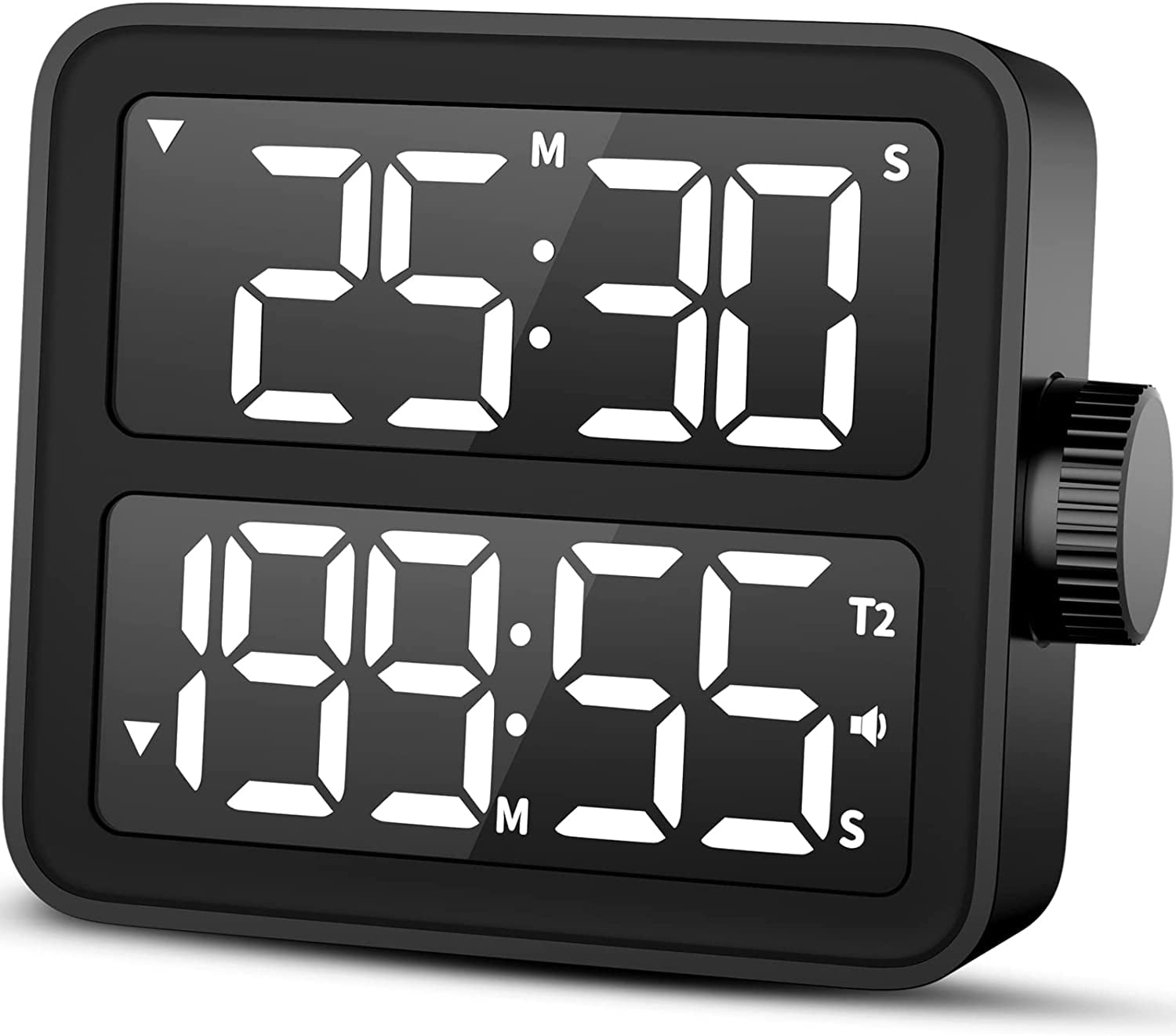VOCOO Digital Dual Kitchen Timer, Dual UP/Down Stopwatch with large Display, Adjustable Volume and Brightness, Magnetic Digital Timer for Cooking, School, Classroom - Black Walmart.com