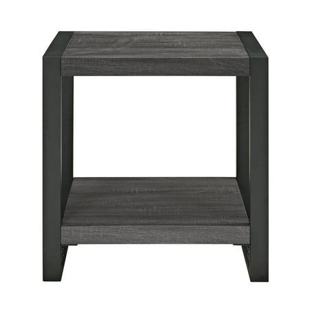 Walker Edison Industrial Wood and Metal End Table - Charcoal