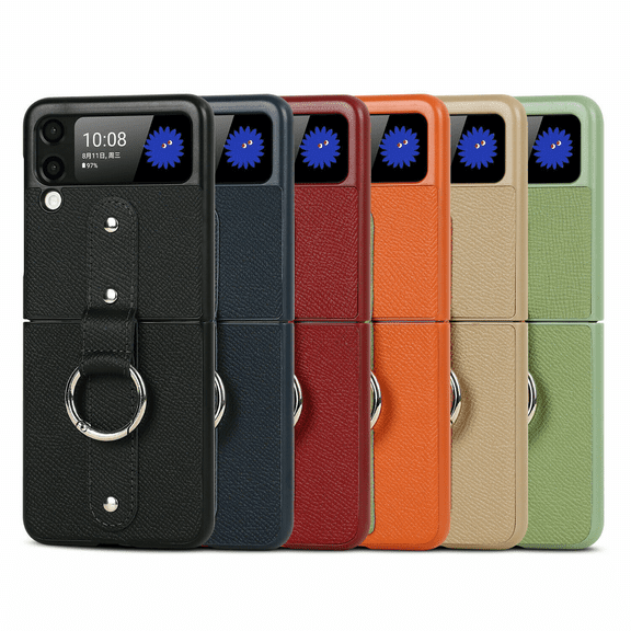 For Samsung Galaxy Z Flip 3 Hybrid Shockproof Portable Finger Ring Phone Case Cover With Crossbody Strap