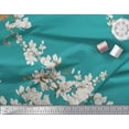 thumbnail image 2 of Soimoi Green Poly Georgette Fabric White Floral & Bulbul Bird Print Fabric by The Yard 52 Inch Wide, 2 of 3