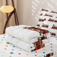 thumbnail image 6 of Manfei Boys Train Zipper Full Size Comforter Sets with Fitted Sheet and 2 Pillowcases,Cute Cartoon Car Print Zipper Bedding Set,White,Polkadot Reversible,4pcs, 6 of 8