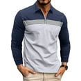 thumbnail image 1 of Bellella Hauts pour Hommes Polo à Col Rabattu Manches Longues Blouse Coupe Régulière T-Shirt Colorblock Hommes T-Shirts Blanc S, 1 of 4