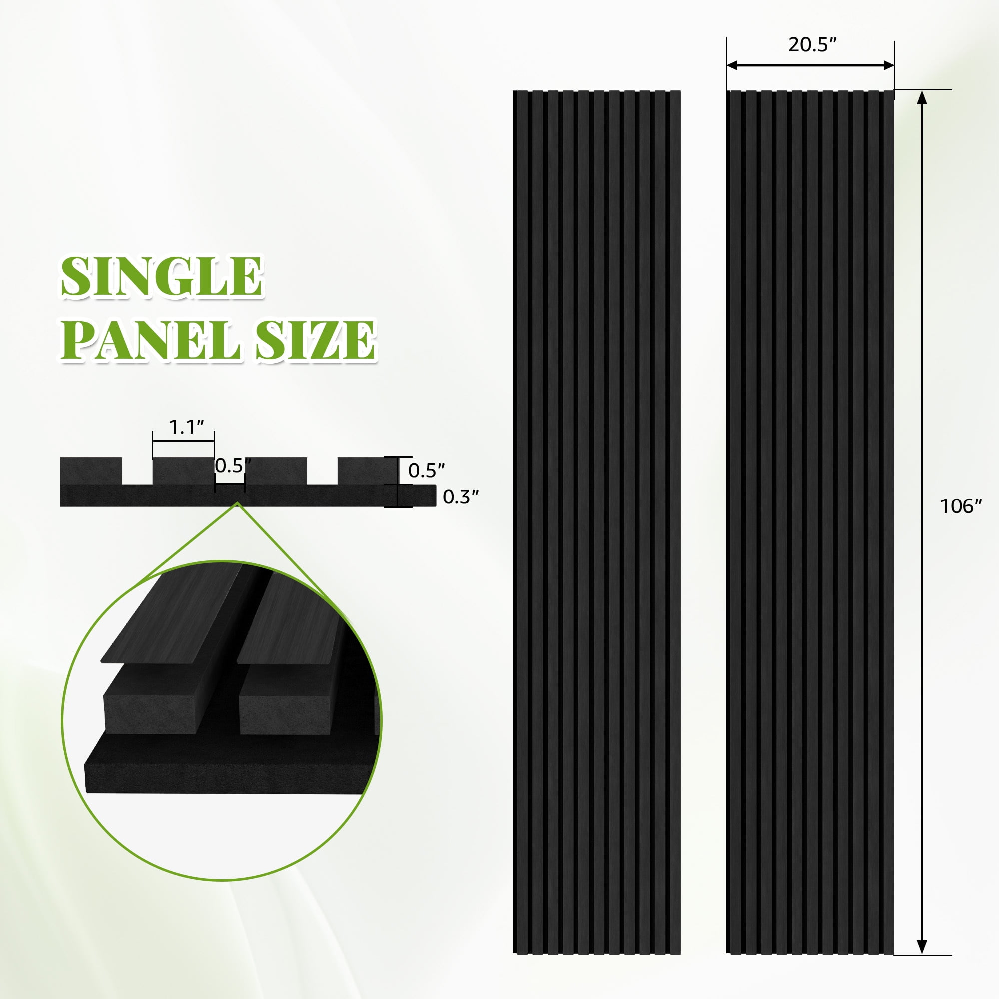 Easy4Home 2Pcs 106"x20.5" Wood Slat Acoustic Wall Panels, 3D Fluted Soundproof Decorative Panels for Interior Walls, Black Oak
