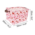 thumbnail image 3 of Unique Bargains 1 Pc Storage Basket with Handles Heart Print Gift Basket 14.9"x10.2"x8.6" Pink Red White, 3 of 6