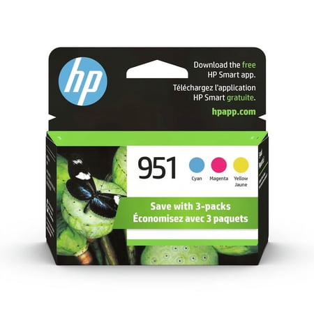 HP 951 Ink Cartridges - Cyan, Magenta, Yellow, 3 Cartridges