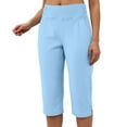 thumbnail image 6 of GEWSEY Dressy Capri Pants for Women Stretch High Waisted Crop Work Pants Summer Casual Capris Slacks Yoga Trousers Dress Pant (Sky Blue, XXXXL), 6 of 9