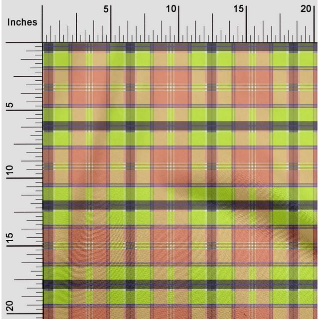 oneOone Cotton Cambric Fabric Madras Check Print Sewing Fabric BTY 56 Inch Wide