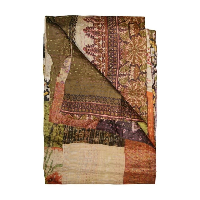 JETÉ EN SOIE RÉTRO KANTHA 50"X70"