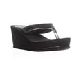 thumbnail image 1 of Womens Guess Sarraly Platform Wedge Thong Sandals, Black Multi, 6 US, 1 of 5