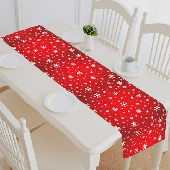 PKQWTM Snowflake Pattern Cotton and Linen Table Runner Kitchen Dining Room Supplies Size 14x72 Inch