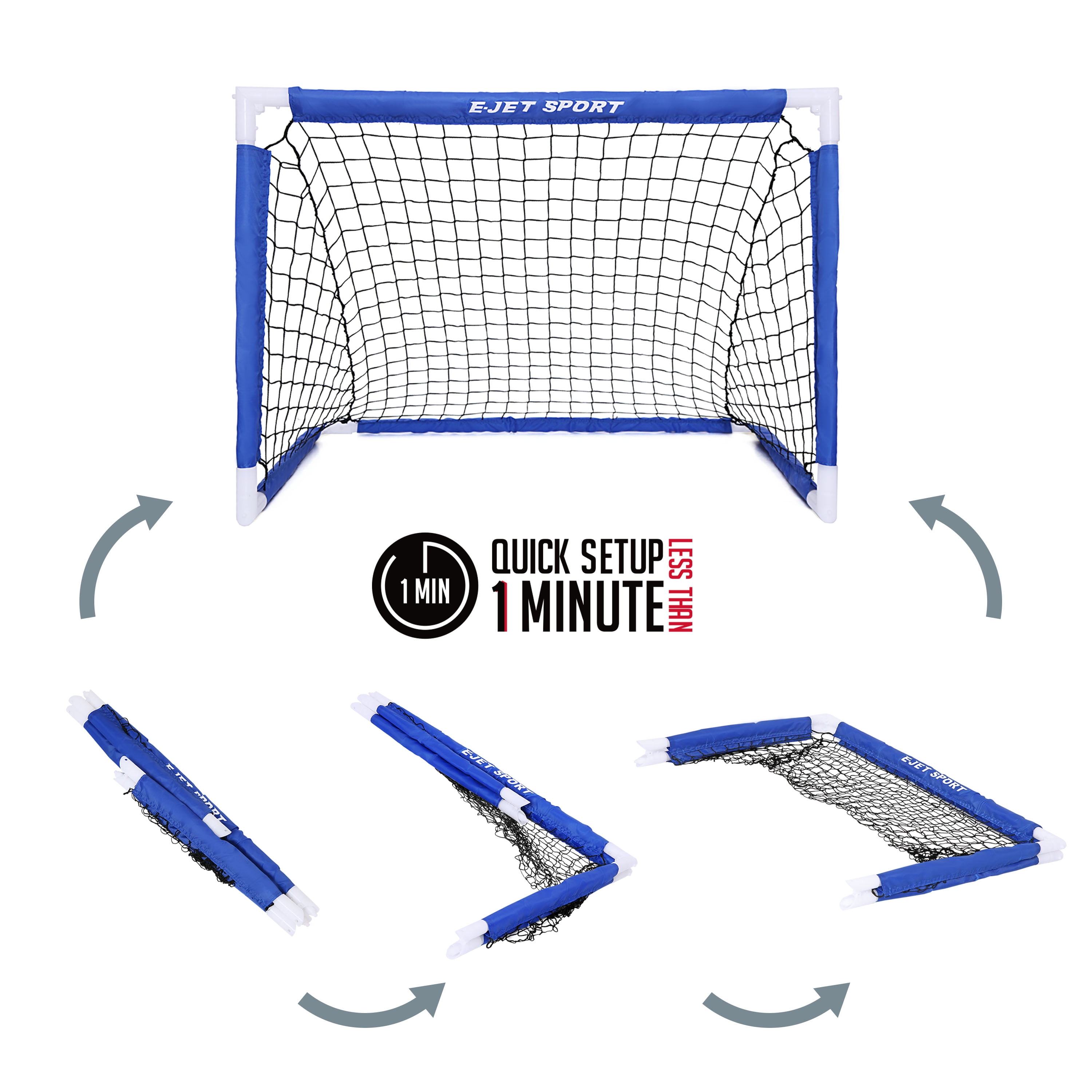 E-JET quick folding Plastic indoor out door mini Soccer Goal Set of 2 for kids, 3 seconds to set up