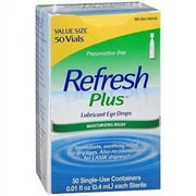 Refresh Plus Moisture Long Lasting Relief Lubricant Eye Drops, 50ct, 4-Pack