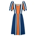 thumbnail image 5 of Navy White & Orange Vertical Power Stripe Sleeveless Dress Women's summer long dress evening dress women, 5 of 6
