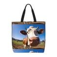 thumbnail image 1 of Fotbe Blue Sky Meadow Cute Cow Bolsa Tote con Estampado para Mujer, Bolsos con Cremallera, Bolsa de Hombro Casual de Gran Capacidad con Bolsillos Internos, 1 of 7